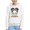Hello Preschool Messy Bun Tie Dye Back To School Girls Kids Graphic Youth Hoodie