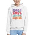 Teach Love Inspire Coffee Cute Teaching Quote Back To School Graphic Youth Hoodie