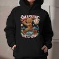 Baseball Player Christmas Gingerbread Smashing Through Snow Graphic Youth Hoodie