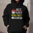 Women's Hit Hard Run Fast Turn Left Baseball Quote Fan Coach Graphic Youth Hoodie