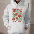 First Grade Is My Jam Boho Floral Strawberry Back To School Graphic Youth Hoodie First Grade Is My Jam Boho Floral Strawberry Back To School Graphic Youth Hoodie