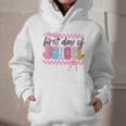 Girl First Day Of School Coquette Bow Pink Back To School Graphic Youth Hoodie Girl First Day Of School Coquette Bow Pink Back To School Graphic Youth Hoodie