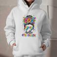 Hello 4th Grade Messy Bun Girls Back To School First Day Graphic Youth Hoodie