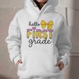 Hello First Grade For Girls Boys Cute Back To School Pencil Graphic Youth Hoodie Hello First Grade For Girls Boys Cute Back To School Pencil Graphic Youth Hoodie