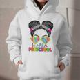 Hello Preschool Messy Bun Tie Dye Back To School Girls Kids Graphic Youth Hoodie