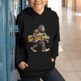 Bigfoot Carrying School Bus Sasquatch Back To School Graphic Youth Hoodie