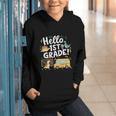 Cute Hello 1st Grade Dinosaur School Back To School Dino Bus Graphic Youth Hoodie