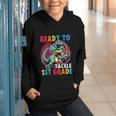 First Day Back To School 1st Grade Boys Football Dinosaur Graphic Youth Hoodie First Day Back To School 1st Grade Boys Football Dinosaur Graphic Youth Hoodie