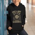 Just a Boy Who Loves Baseball Graphic Youth Hoodie Just a Boy Who Loves Baseball Graphic Youth Hoodie