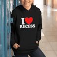 I Love Recess Red Heart Back To School Kids Recess Graphic Youth Hoodie