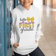 Hello First Grade For Girls Boys Cute Back To School Pencil Graphic Youth Hoodie Hello First Grade For Girls Boys Cute Back To School Pencil Graphic Youth Hoodie