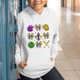 Mardi Gras Baseball Coquette Bow Fat Tuesday Parade Girls Graphic Youth Hoodie