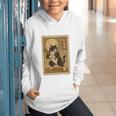 Vintage Japanese Ukiyo-e Baseball Cat Batting Graphic Youth Hoodie