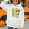 Girls Kindergarten Vibes Smile Face Back To School Kinder Graphic Youth Hoodie Girls Kindergarten Vibes Smile Face Back To School Kinder Graphic Youth Hoodie