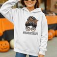 HR Director Leopard Messy Bun Appreciation Back To School Performance Graphic Youth Hoodie