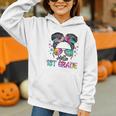 Messy Hair Bun Girl Back To School First Day Hello 1st Grade Graphic Youth Hoodie Messy Hair Bun Girl Back To School First Day Hello 1st Grade Graphic Youth Hoodie