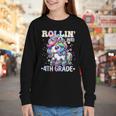 4th Grade Back To School First Day Girls Rollin Unicorn Youth Long Sleeve Tee