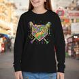 Baseball Mardi Gras Home Plate Ice Cream Drip Carnival Mask Youth Long Sleeve Tee