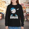 Boys Baseball Graphic Tee Teen Apparel Cute Meme Bruh Youth Long Sleeve Tee