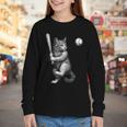Cute Kitten Playing Baseball Hitter Bat Cool Baseball Cat Youth Long Sleeve Tee Cute Kitten Playing Baseball Hitter Bat Cool Baseball Cat Youth Long Sleeve Tee