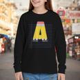 Cute Yellow School Pencil Alphabet Letter A Back To School Youth Long Sleeve Tee