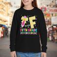 F Is For Fifth Grade Back To School Pencil Bow 5th Grade Kid Youth Long Sleeve Tee