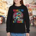First Day Back To School 1st Grade Boys Football Dinosaur Youth Long Sleeve Tee