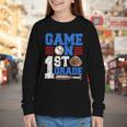 Game On First Grade Boy Baseball Back To School Youth Long Sleeve Tee Game On First Grade Boy Baseball Back To School Youth Long Sleeve Tee
