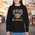 I'm Just Here For The Snacks And Commercials Baseball Youth Long Sleeve Tee I'm Just Here For The Snacks And Commercials Baseball Youth Long Sleeve Tee