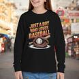 Just A Boy Who Loves Baseball Player Kids Youth Long Sleeve Tee
