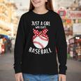 Just A Girl Who Loves Baseball Cute Retro Baseball Lover Youth Long Sleeve Tee