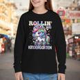 Kindergarten Back To School First Day Girls Rollin Unicorn Youth Long Sleeve Tee Kindergarten Back To School First Day Girls Rollin Unicorn Youth Long Sleeve Tee
