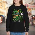 Leprechaun Playing Baseball Happy St Patricks Day Men Boys Youth Long Sleeve Tee