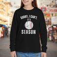 Sorry I Can't It's Volleyball Baseball Season Mom Of Both Youth Long Sleeve Tee