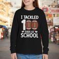 I Tackled 100 Days Of School Baseball Player Kids Teacher Youth Long Sleeve Tee