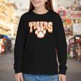 Tigers School Spirit Mascot Back To School Orange Youth Long Sleeve Tee Tigers School Spirit Mascot Back To School Orange Youth Long Sleeve Tee