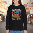 Watch Out Kindergarten Here I Come Back To School Kids Youth Long Sleeve Tee