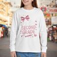 Back To School Cute Pink Coquette Girls Hello Second Grade Youth Long Sleeve Tee