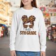 Hello 5th Grade Messy Hair Bun Girl Back To School First Day Youth Long Sleeve Tee