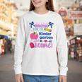 Kids Back To School Here I Come Kindergarten Girls TK Grad Youth Long Sleeve Tee