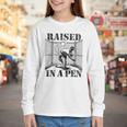Raised In a Pen Baseball Pitcher Saying Bullpen Youth Long Sleeve Tee