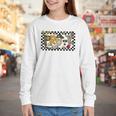 Retro Checkered Back To School Pre K Dude Cute Kid Preschool Youth Long Sleeve Tee