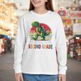 Roaring Into Second Grade T-Rex Back To School 2nd Grade Premium Tri-Blend Youth Long Sleeve Tee