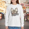 Wildcats Baseball Leopard Print Coquette Bow Mascot Game Day Youth Long Sleeve Tee