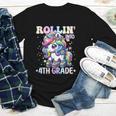 4th Grade Back To School First Day Girls Rollin Unicorn Youth Long Sleeve Tee
