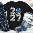 Class Of 2027 Cheer Blue Senior 2027 Back To School Youth Long Sleeve Tee Class Of 2027 Cheer Blue Senior 2027 Back To School Youth Long Sleeve Tee