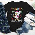 Girls Goose 1st Grade Here I Come Back To School Kids Youth Long Sleeve Tee Girls Goose 1st Grade Here I Come Back To School Kids Youth Long Sleeve Tee