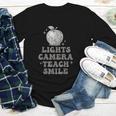 Lights Camera Teach Smile Disco-Ball Back To School Outfit Youth Long Sleeve Tee Lights Camera Teach Smile Disco-Ball Back To School Outfit Youth Long Sleeve Tee