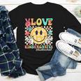 Peace Love Kindergarten Smile Face Back To School Girls Kids Youth Long Sleeve Tee Peace Love Kindergarten Smile Face Back To School Girls Kids Youth Long Sleeve Tee