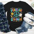 Women's Peace Out 5th Grade Retro Back To School Students Youth Long Sleeve Tee